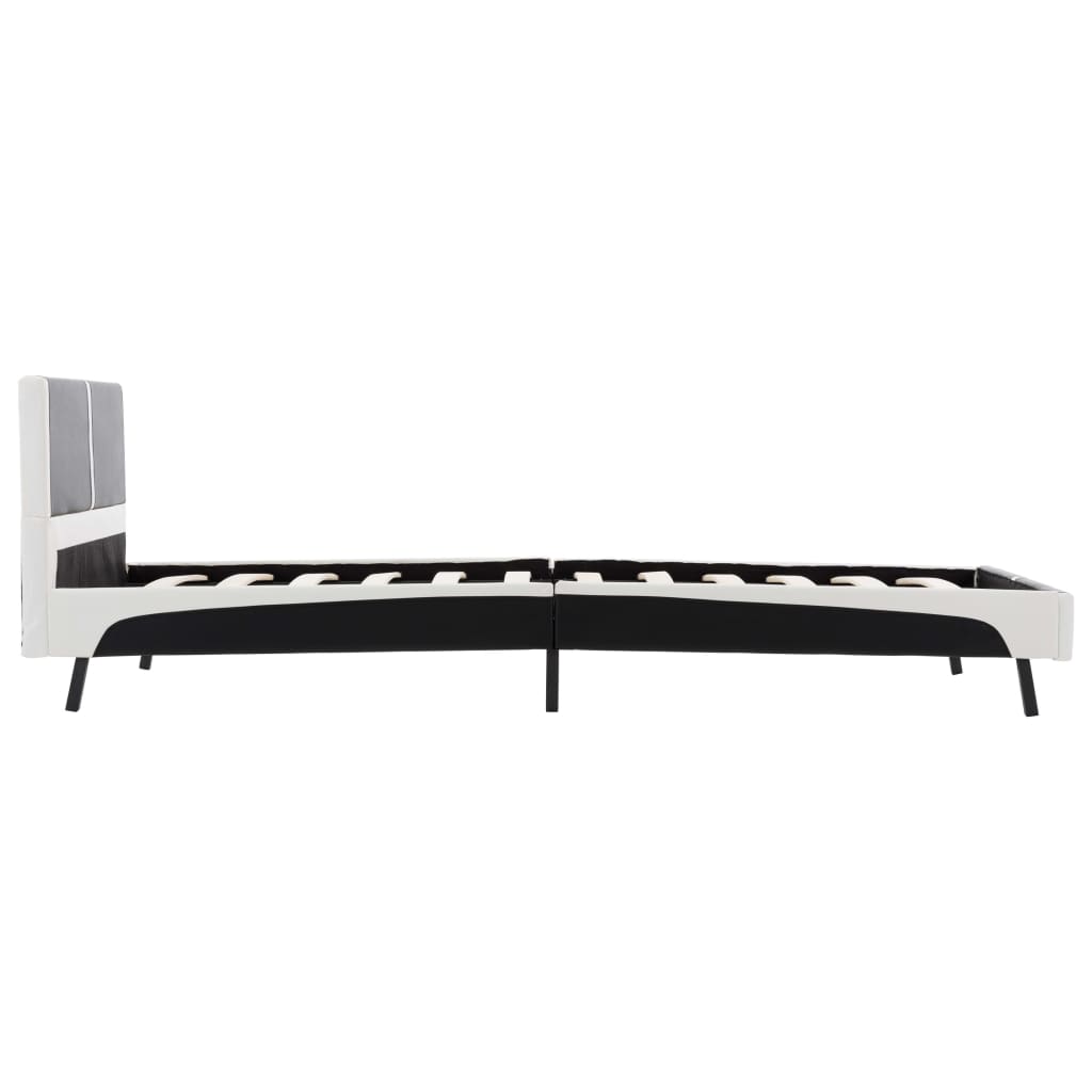 vidaXL Rama łóżka, czarno-biała, sztuczna skóra, 90 x 200 cm