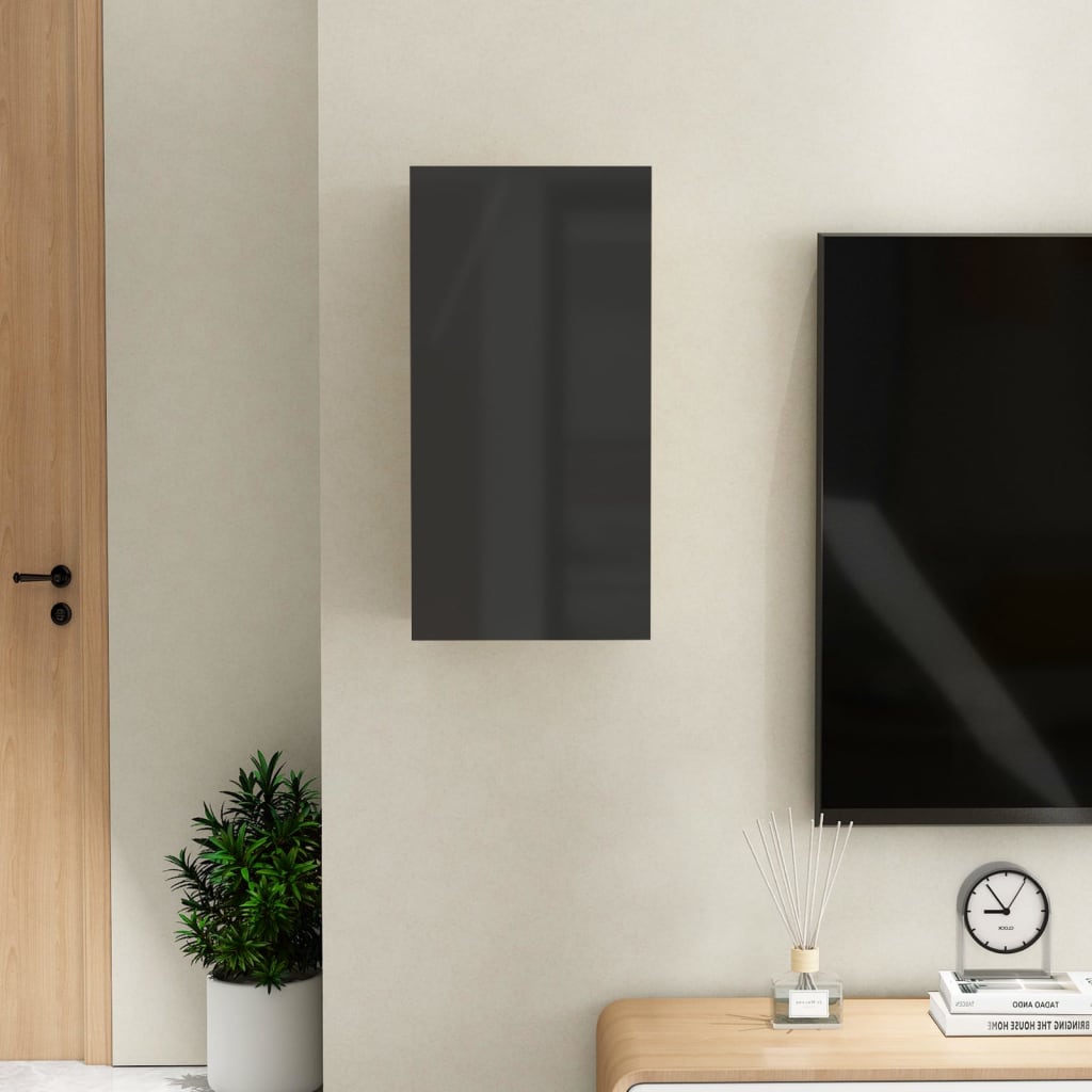 vidaXL Szafka telewizyjna, wysoki połysk, czarna, 30,5x30x60 cm, płyta