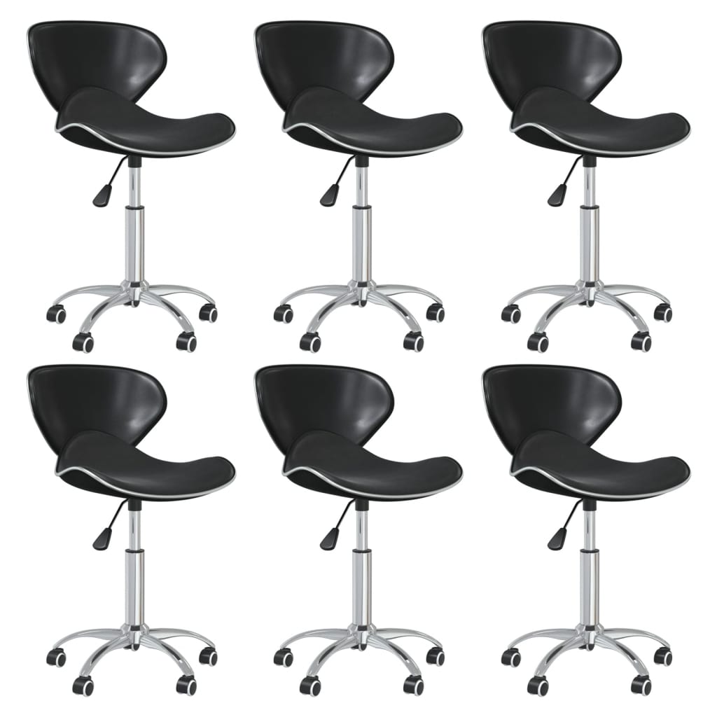 vidaXL Obrotowe krzesła stołowe, 6 szt., czarne, obite sztuczną skórą