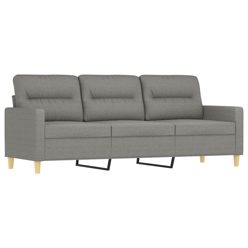 vidaXL 3-osobowa sofa z podnóżkiem, ciemnoszary, 180 cm, tkaniną