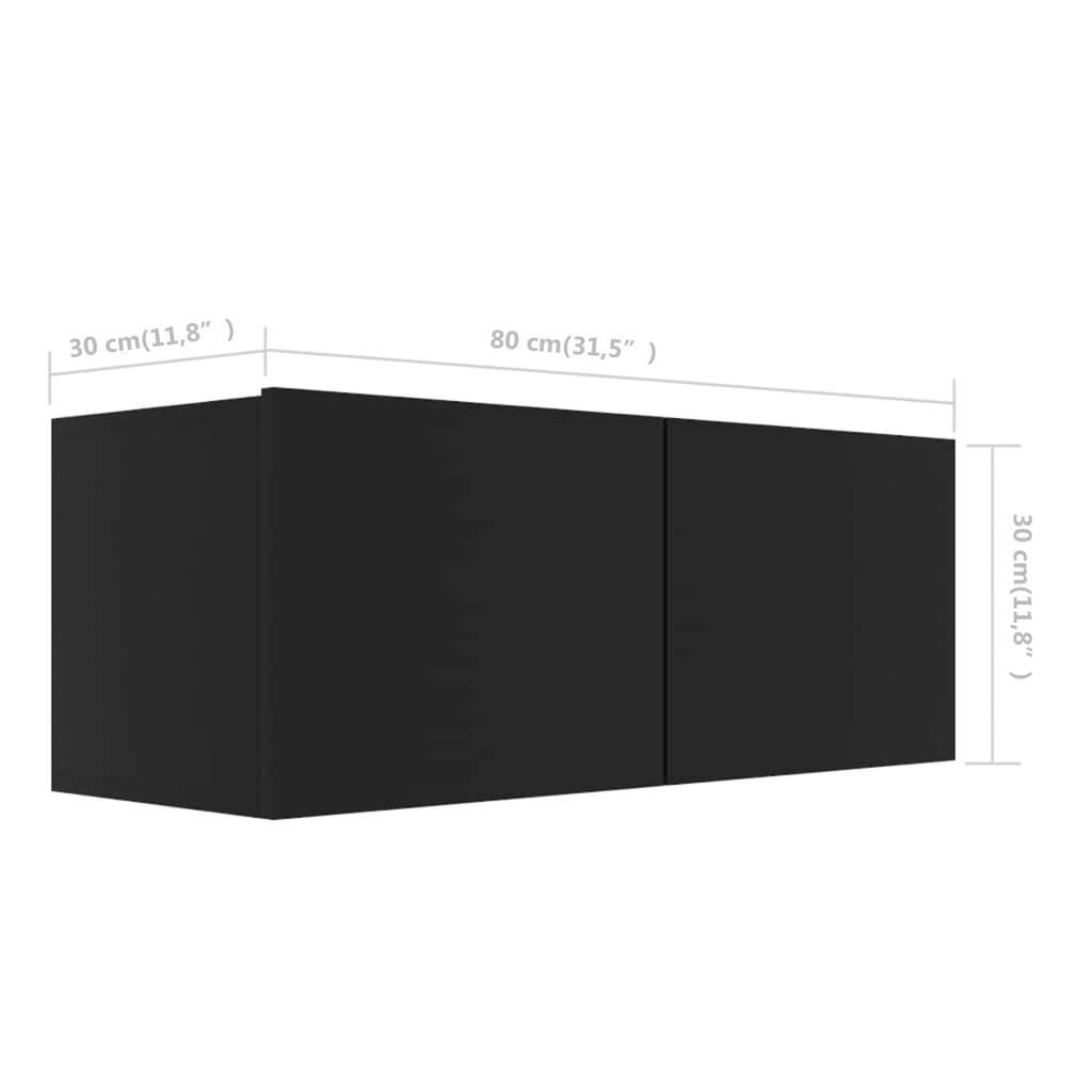 vidaXL Szafki telewizyjne, 4 szt., czarne, 80x30x30 cm, płyta wiórowa