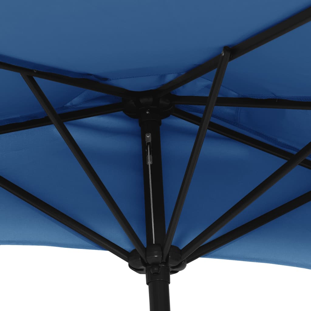 vidaXL Półparasol balkonowy, aluminium, niebieski, 300x155x223 cm