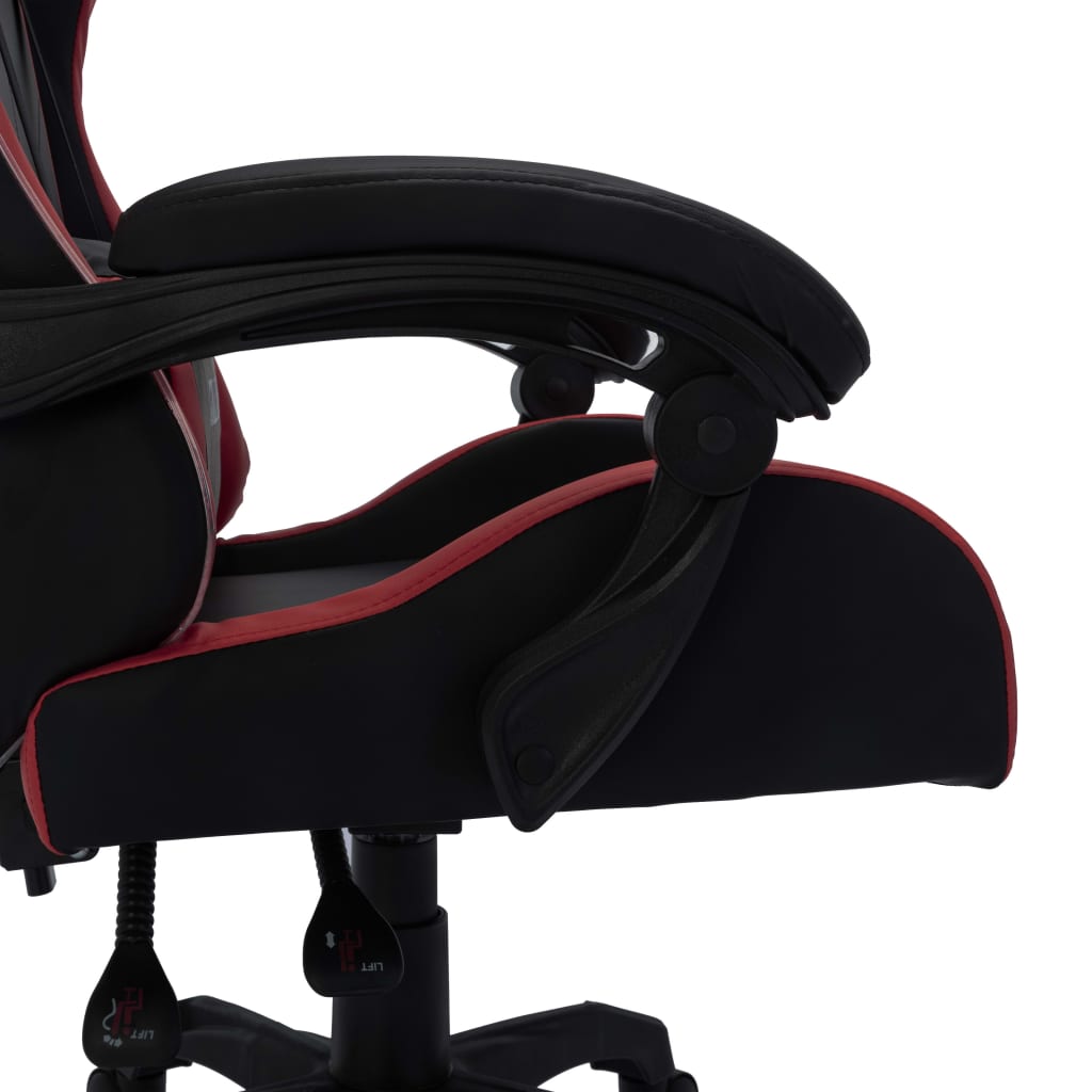 vidaXL Fotel dla gracza z RGB LED, kolor wina i czarny, sztuczna skóra