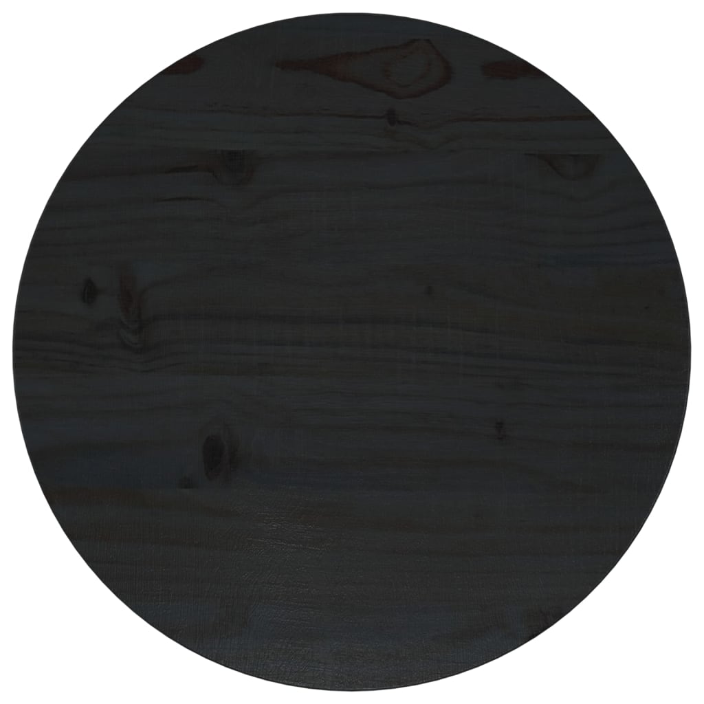 vidaXL Blat stołu, czarny, Ø40x2,5 cm, lite drewno sosnowe