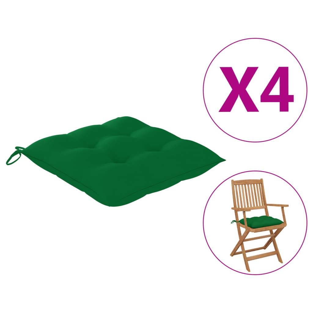 vidaXL Poduszki na krzesła, 4 szt., 40x40x8 cm, zielone