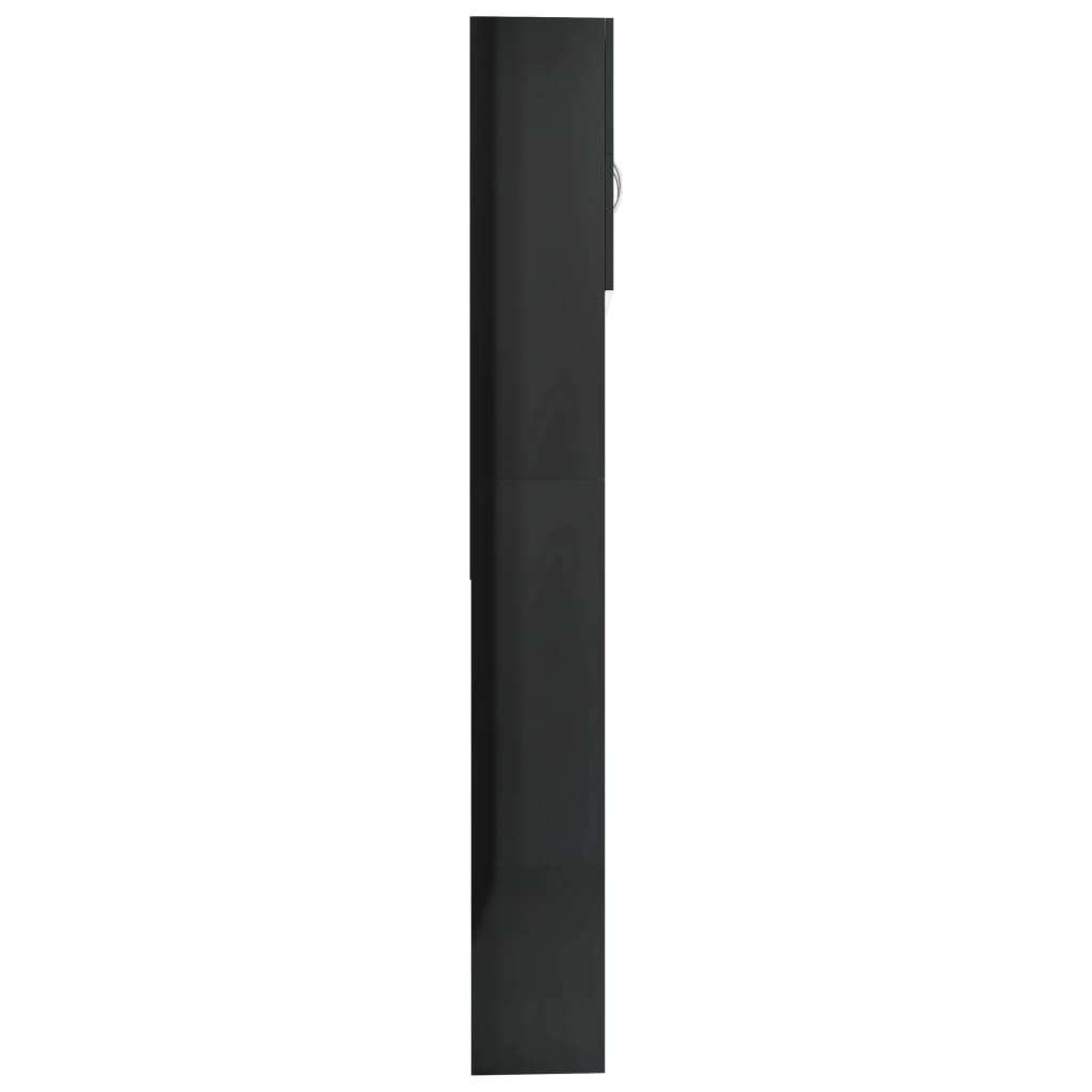 vidaXL Szafka na pralkę, wysoki połysk, czarna, 64x25,5x190 cm