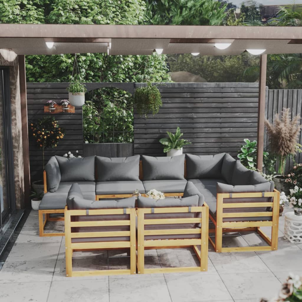 vidaXL 10-cz. zestaw wypoczynkowy do ogrodu, poduszki, drewno akacjowe