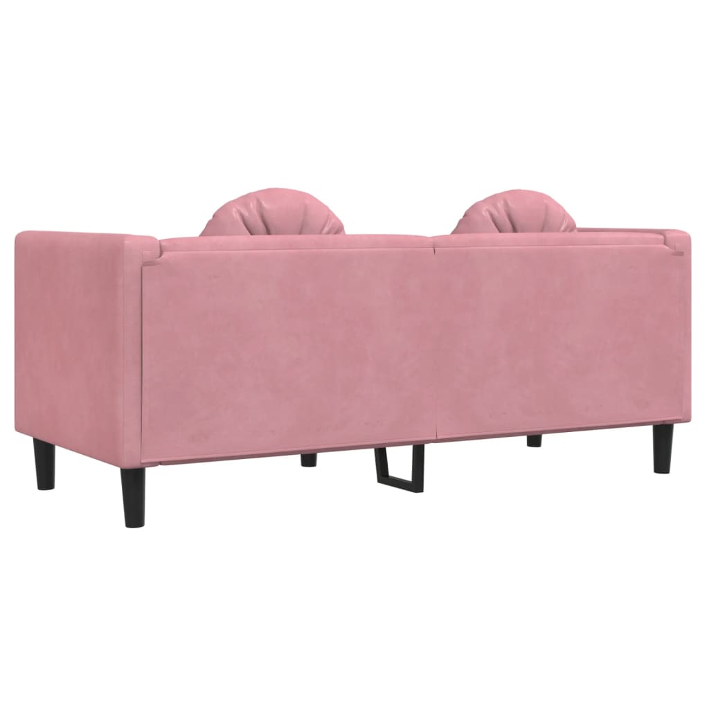 vidaXL Sofa 2-osobowa z poduszkami, różowa, aksamit