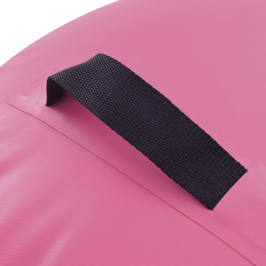 vidaXL Dmuchany wałek gimnastyczny z pompką, 120x90 cm, PVC, różowy