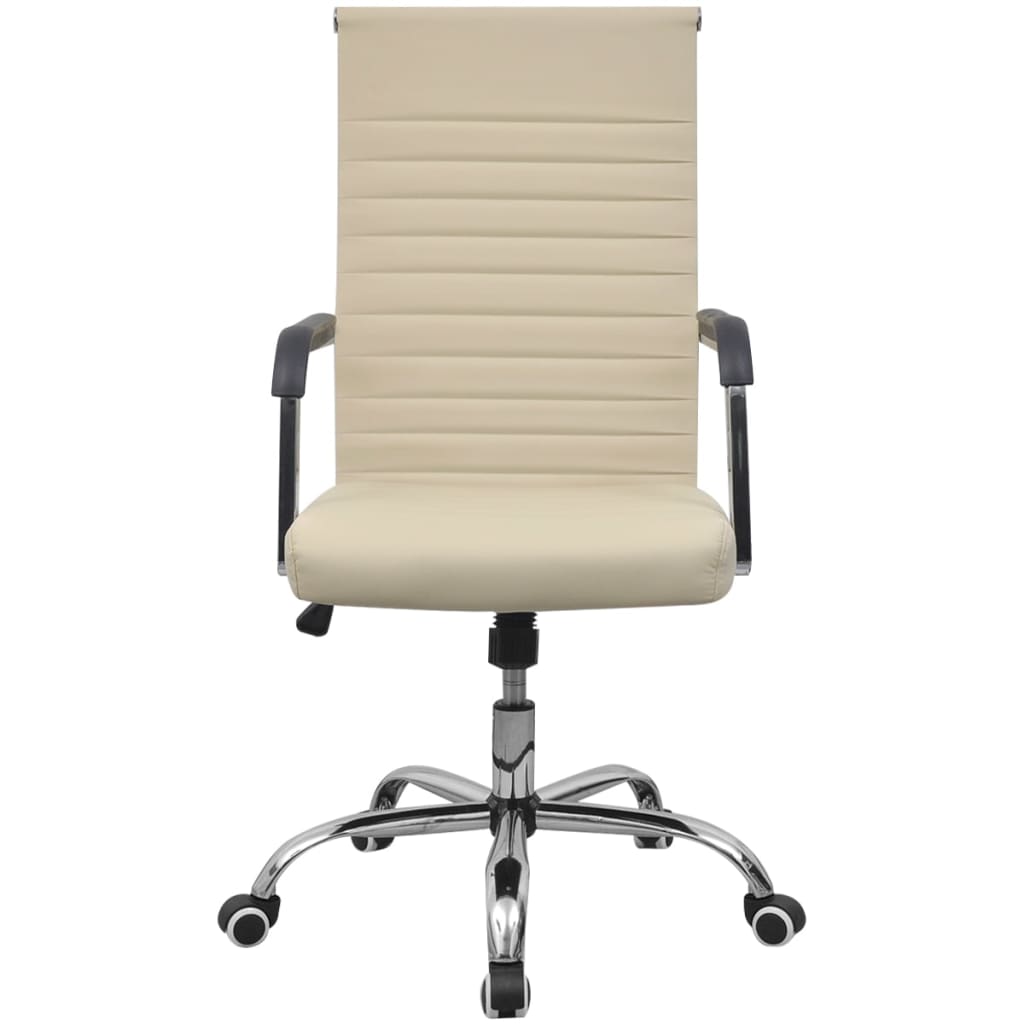 vidaXL Krzesło biurowe, sztuczna skóra, 55 x 63 cm, kremowe
