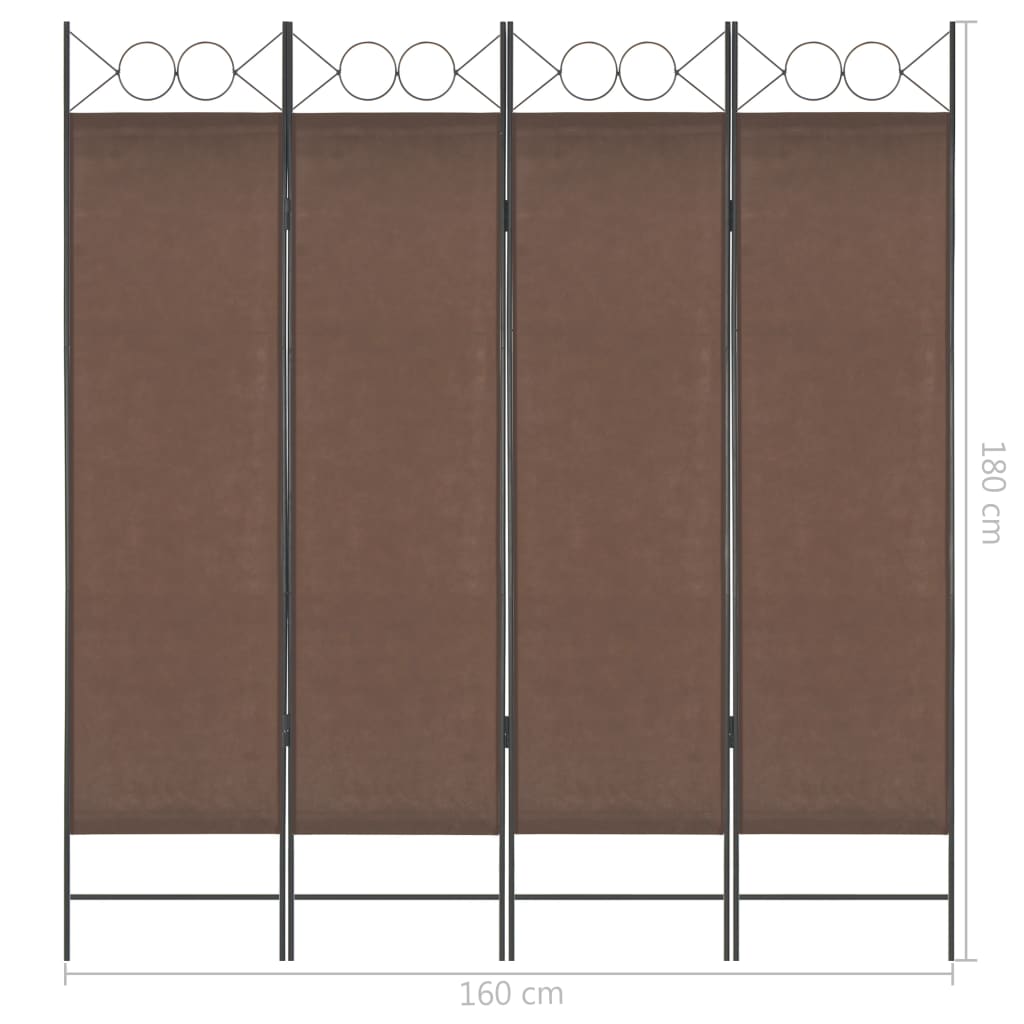 vidaXL Parawan 4-panelowy, brązowy, 160 x 180 cm