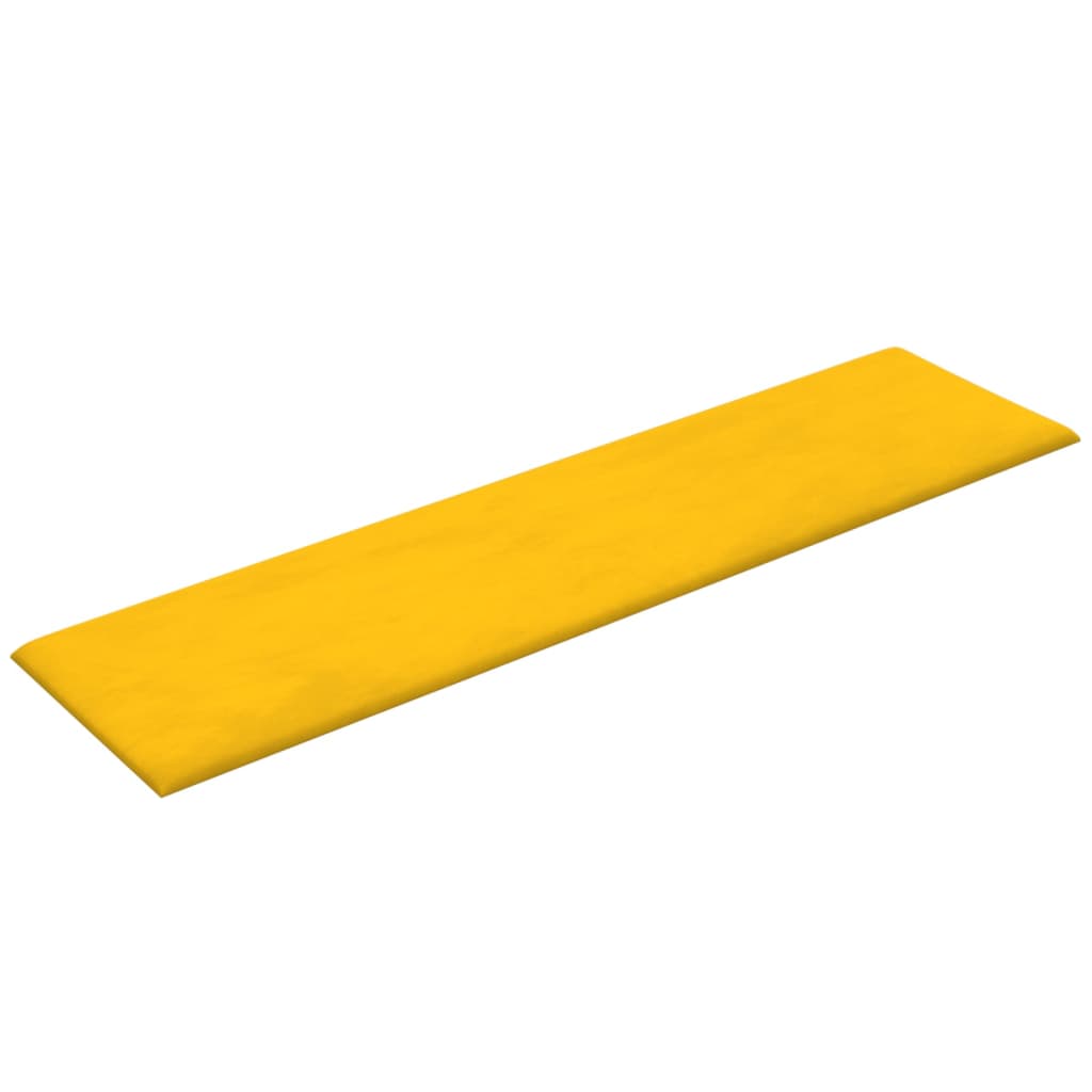 vidaXL Panele ścienne, 12 szt., żółte, 60x15 cm, aksamit, 1,08 m²