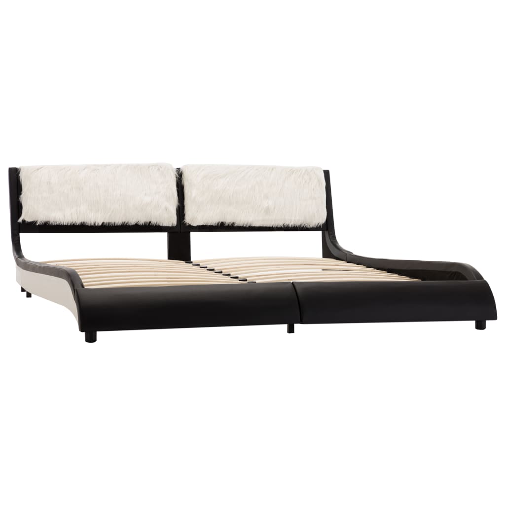 vidaXL Rama łóżka, czarno-biała, sztuczna skóra, 150x200 cm