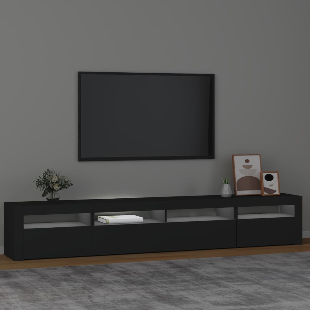 vidaXL Szafka pod TV z oświetleniem LED, czarna, 240x35x40 cm