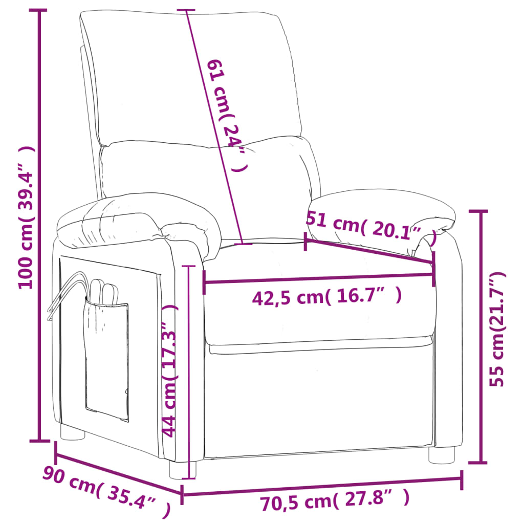 vidaXL Elektryczny fotel masujący, winna czerwień, tkanina