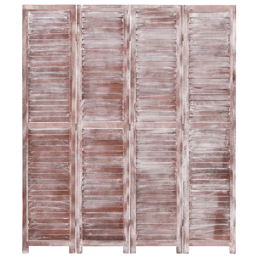 vidaXL Parawan 4-panelowy, brązowy, 140 x 165 cm, drewniany