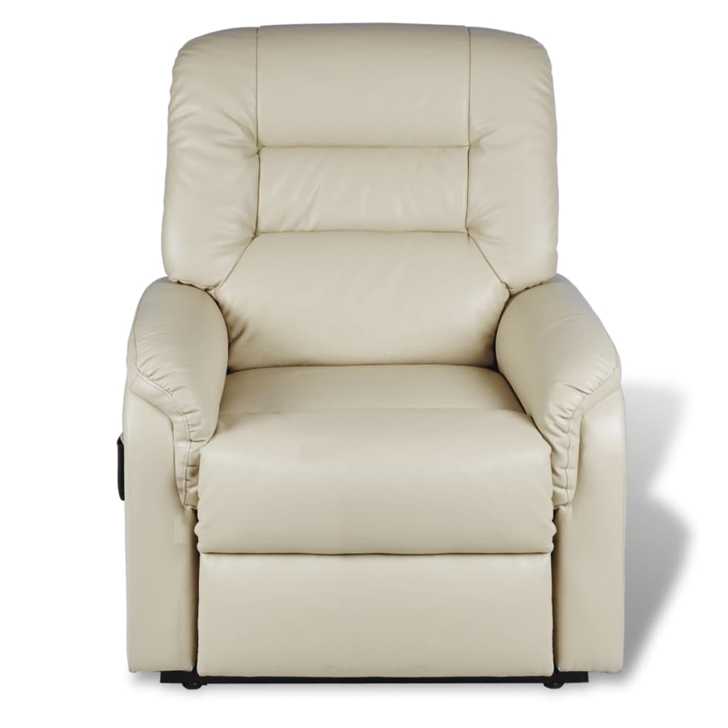 vidaXL Rozkładany fotel telewizyjny, beżowy, sztuczna skóra