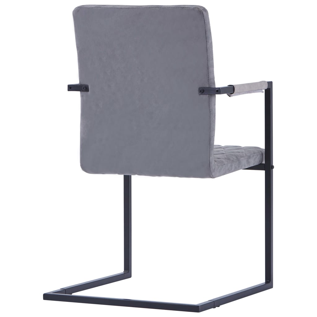 vidaXL Krzesła stołowe, 4 szt., wspornikowe, ciemnoszare, ekoskóra