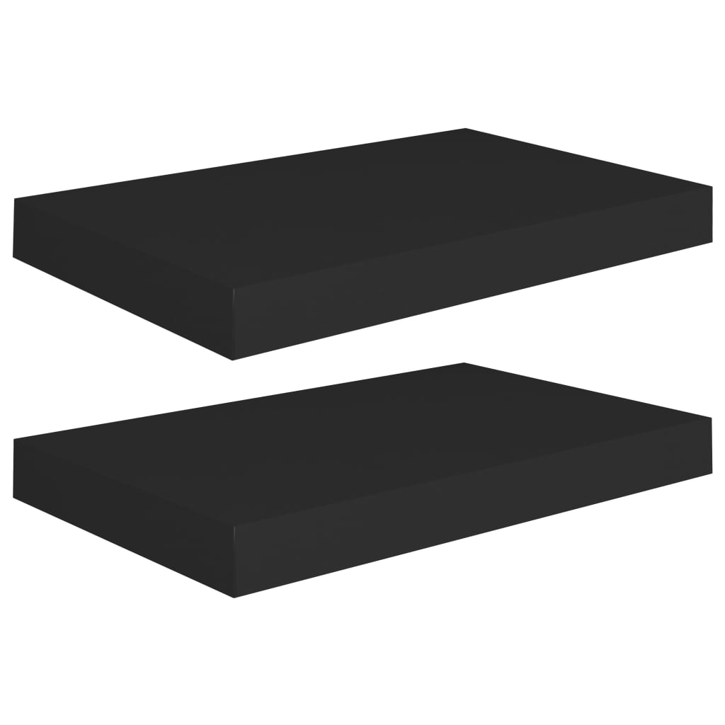 vidaXL Półki ścienne, 2 szt., czarne, 40x23x3,8 cm, MDF