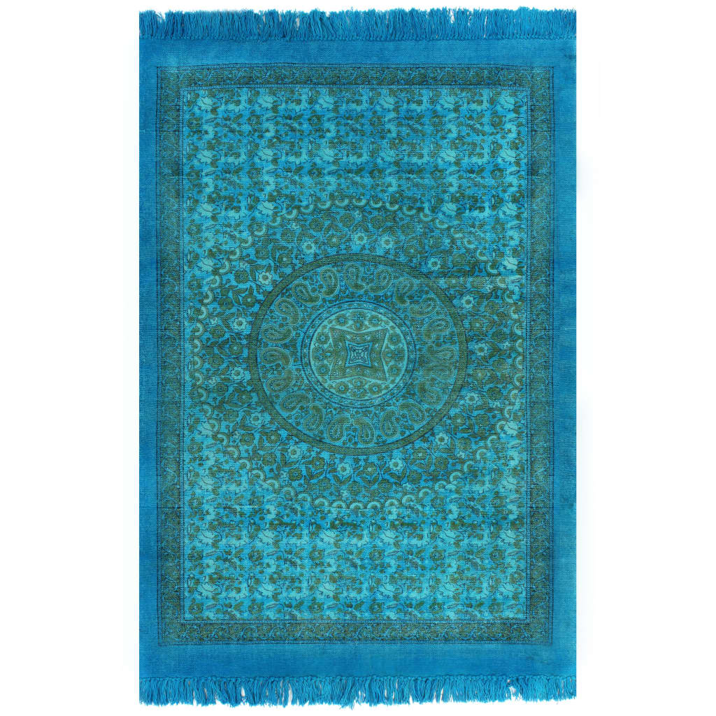 vidaXL Dywan typu kilim, bawełna, 160 x 230 cm, turkusowy ze wzorem