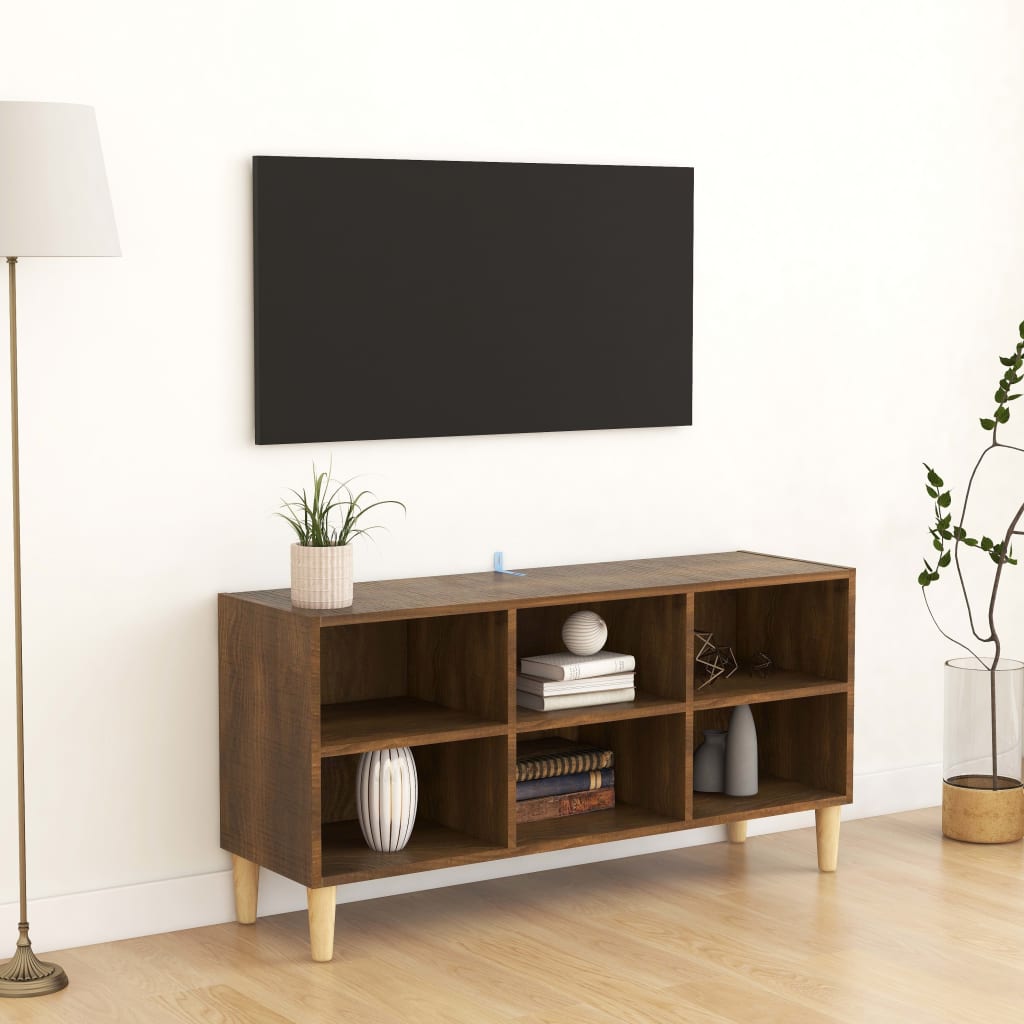 vidaXL Szafka pod TV, drewniane nóżki, brązowy dąb, 103,5x30x50 cm