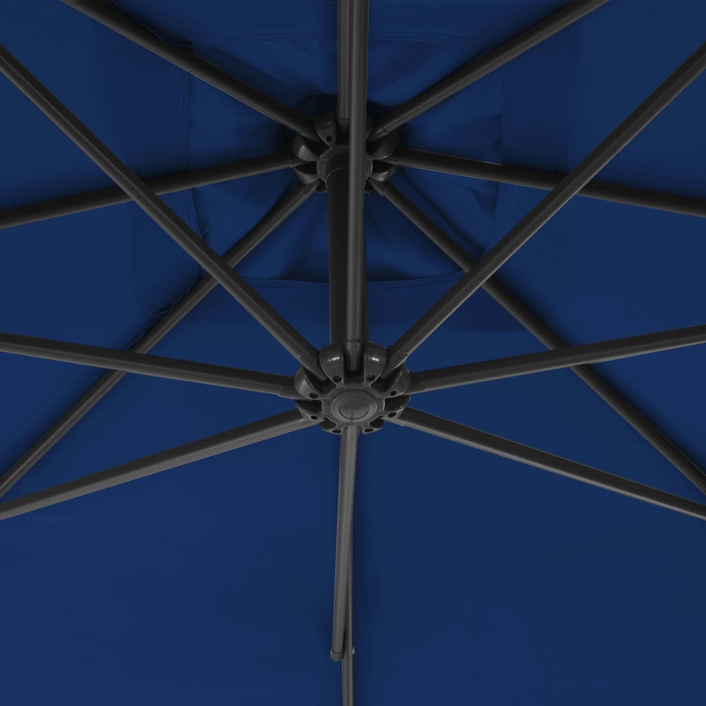 vidaXL Parasol wiszący ze stalowym słupkiem, 300 cm, lazurowy