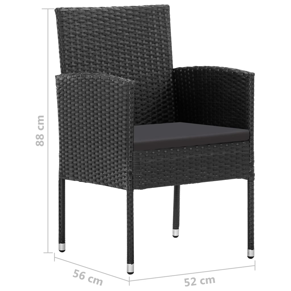 vidaXL Krzesła ogrodowe, 2 szt., polirattan, czarne