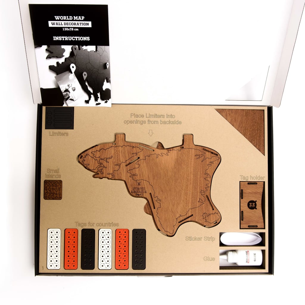 MiMi Innovations Drewniana mapa świata Exclusive, sapele, 130x78 cm