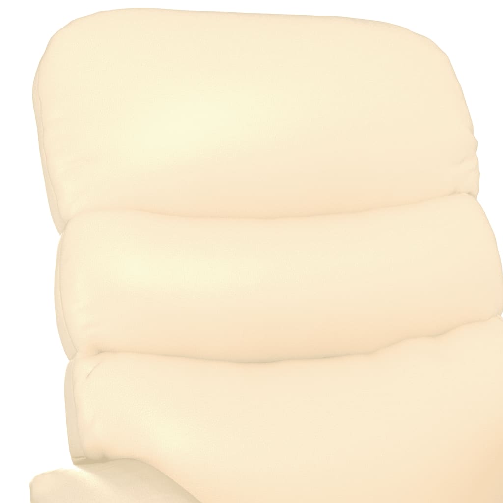 vidaXL Fotel masujący, kremowy, obity sztuczną skórą