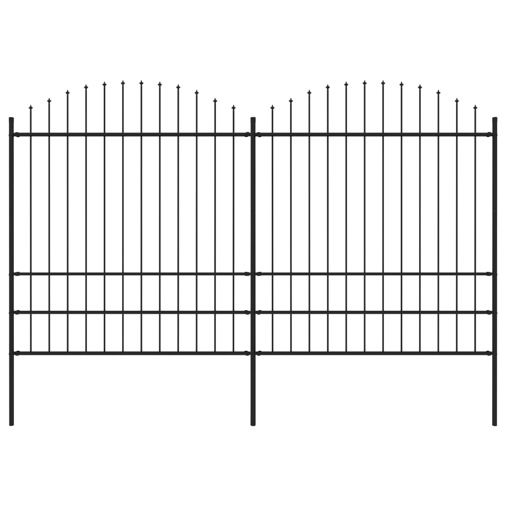 vidaXL Panele ogrodzeniowe z grotami, stal, (1,75-2) x 3,4 m, czarne