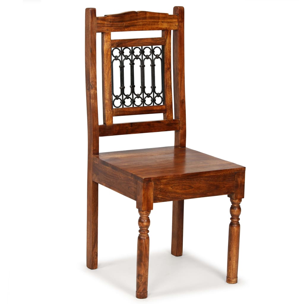 vidaXL Krzesła stołowe, 4 szt., drewno wykończone na drewno sheesham