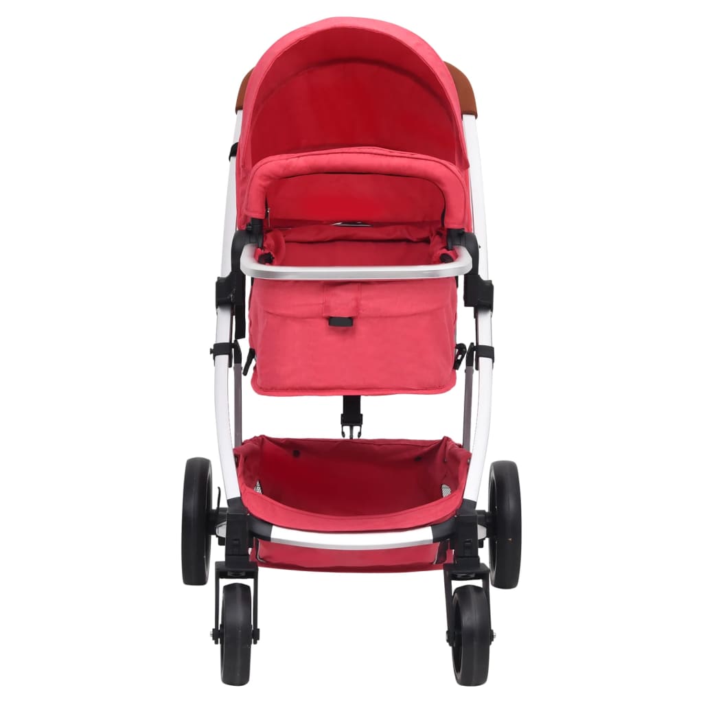 vidaXL Wózek dziecięcy 3-w-1, czerwony, aluminium