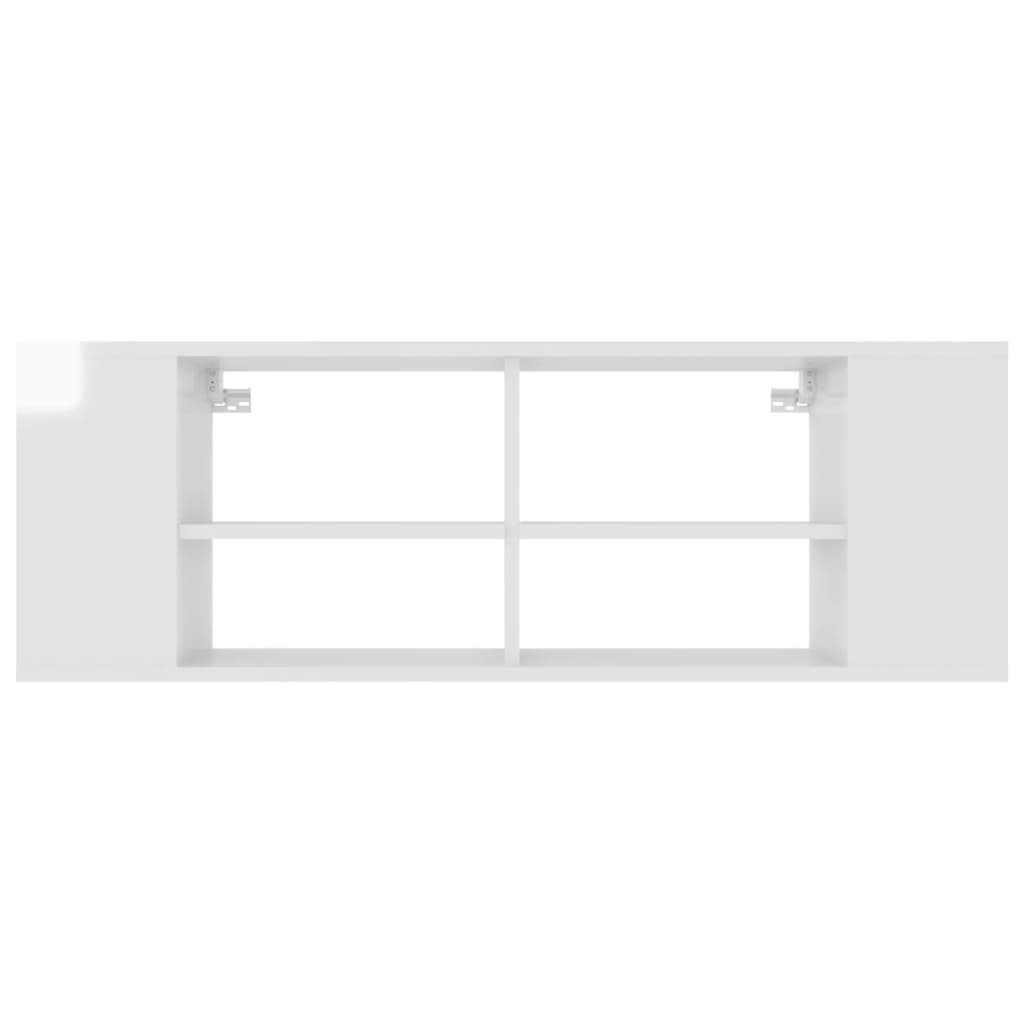 vidaXL Wisząca szafka pod TV, biała, wysoki połysk, 102x35x35 cm