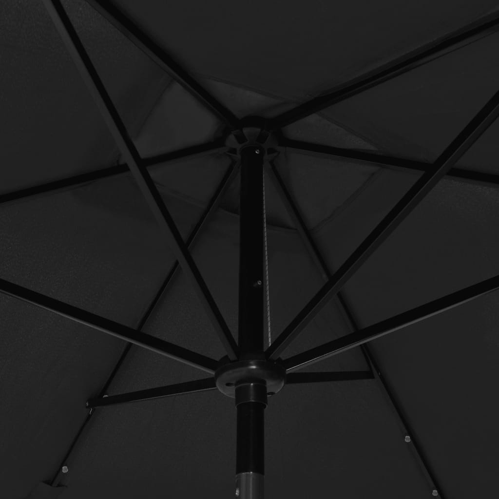 vidaXL Parasol z lampkami LED, na stalowym słupku, czarny, 2x3 m