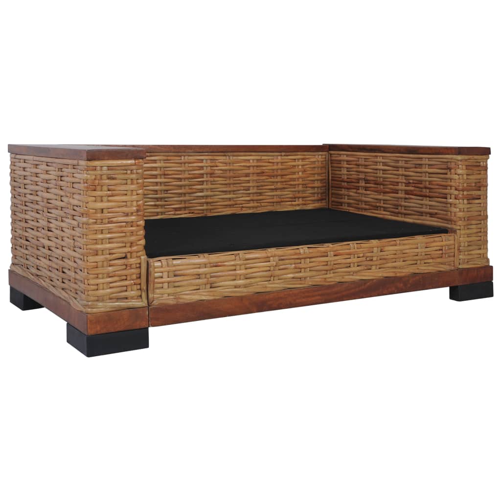 vidaXL 2-osobowa sofa z poduszkami, brązowa, naturalny rattan