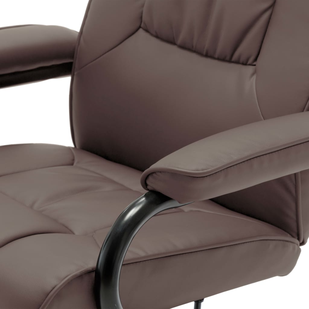 vidaXL Fotel masujący z podnóżkiem, brązowy, sztuczna skóra