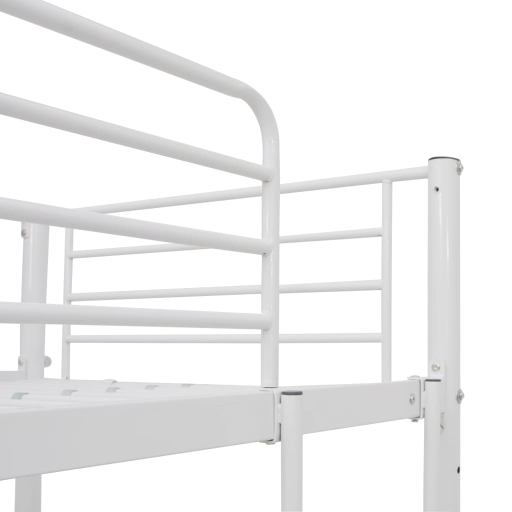 vidaXL Rama łóżka piętrowego z biurkiem, biała, metalowa, 90 x 200 cm