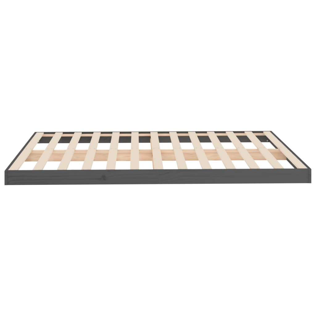 vidaXL Rama łóżka, szara, 140 x 190 cm, lite drewno sosnowe
