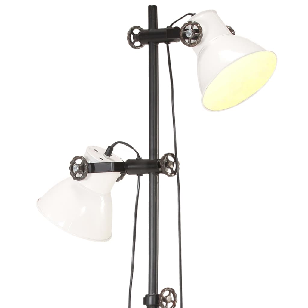 vidaXL Lampa podłogowa z 2 kloszami, biała, E27, żeliwo