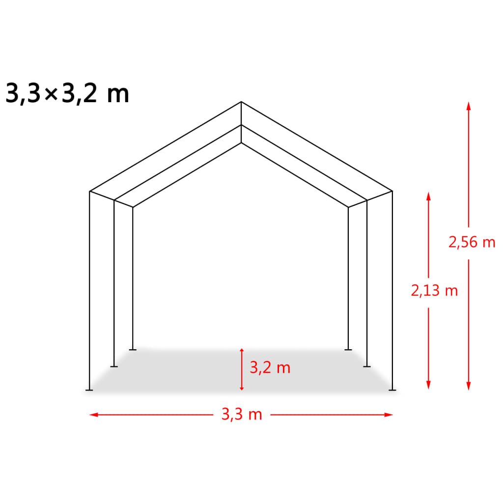 vidaXL Namiot dla bydła, PVC 550 g/m², 3,3 x 3,2 m, ciemnozielony