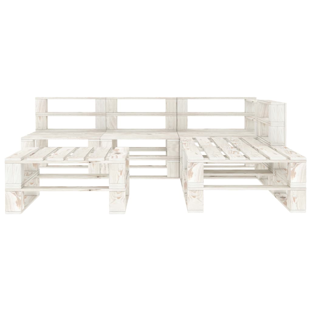 vidaXL 6-cz. zestaw wypoczynkowy do ogrodu z palet, drewniany, biały