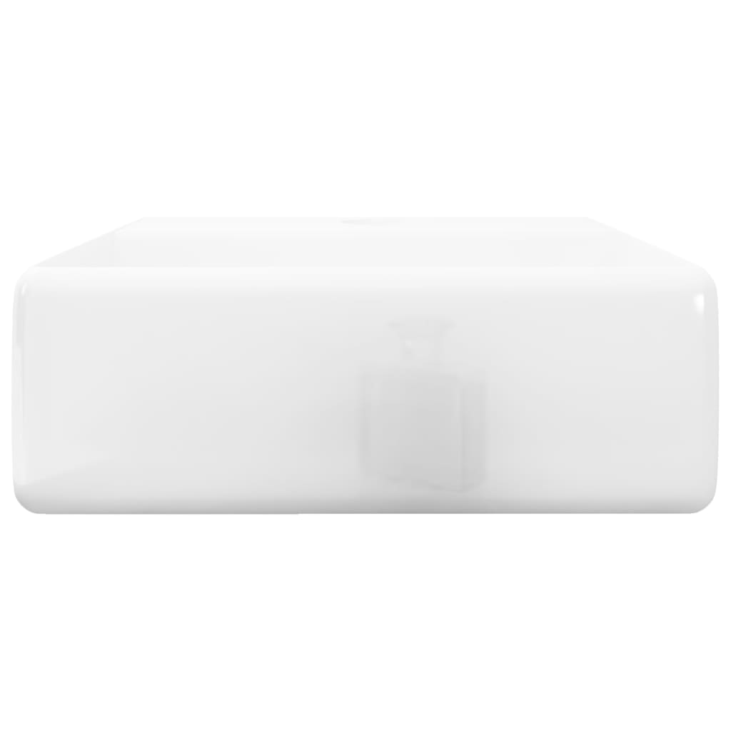 vidaXL Ceramiczna umywalka z otworem na kran, prostokątna, biała