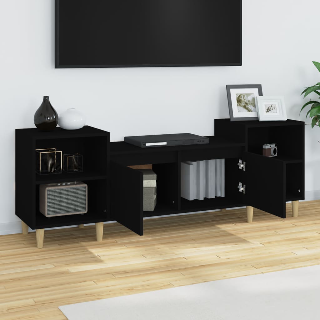 vidaXL Szafka pod TV, czarna, 160x35x55 cm, materiał drewnopochodny
