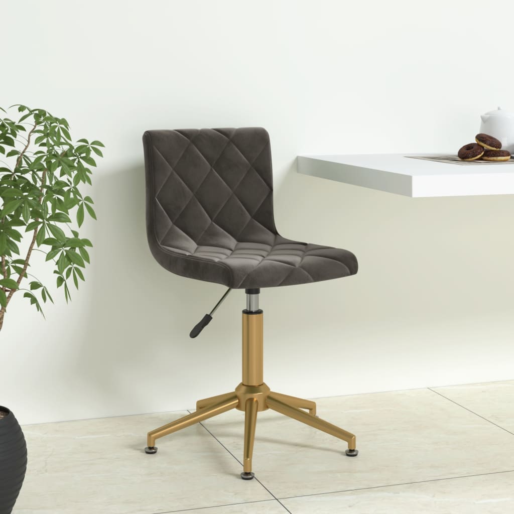 vidaXL Obrotowe krzesło stołowe, ciemnoszare, obite aksamitem