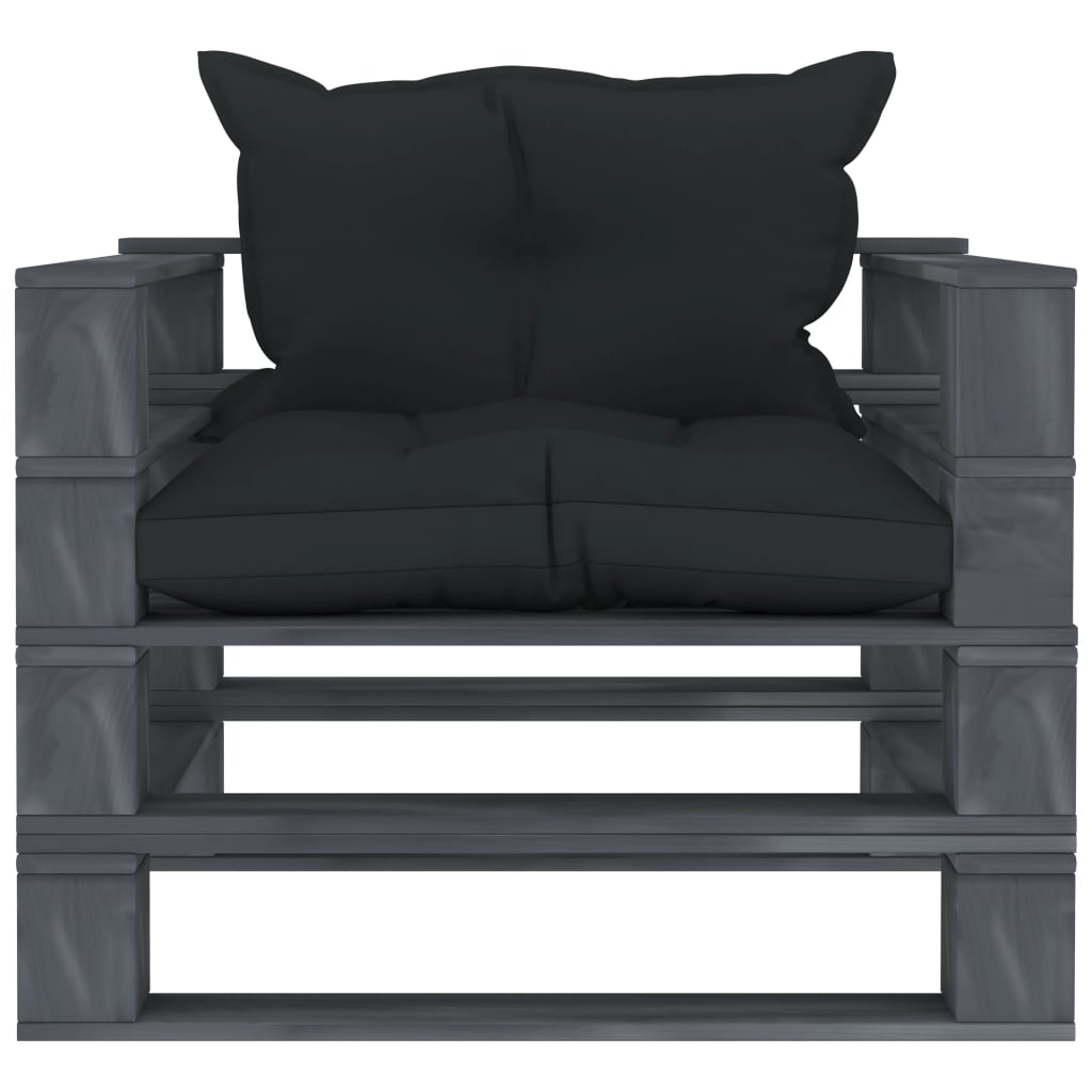 vidaXL Ogrodowe siedzisko z palet, z antracytowymi poduszkami, drewno