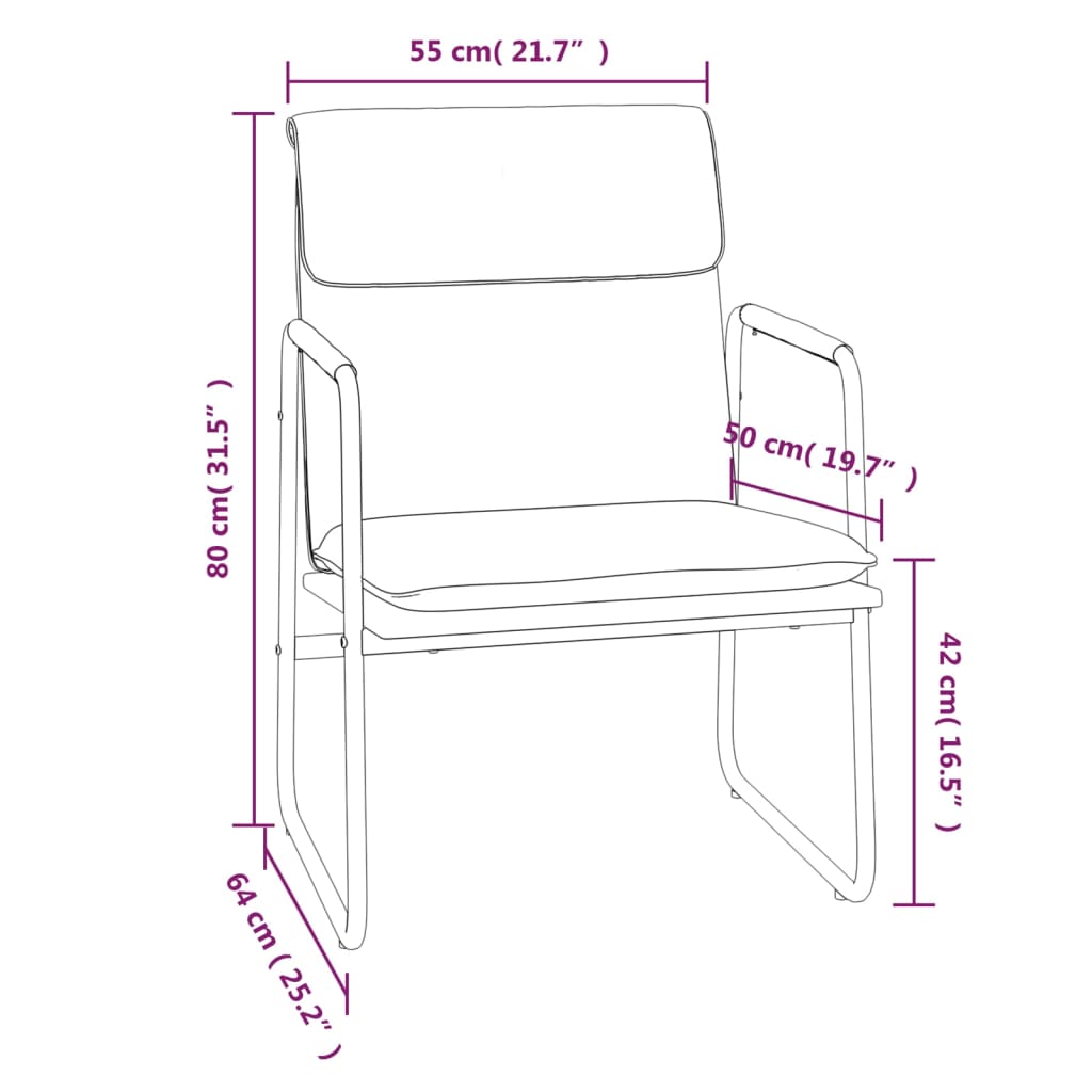 vidaXL Krzesło wypoczynkowe, kremowe, 55x64x80 cm, obite tkaniną
