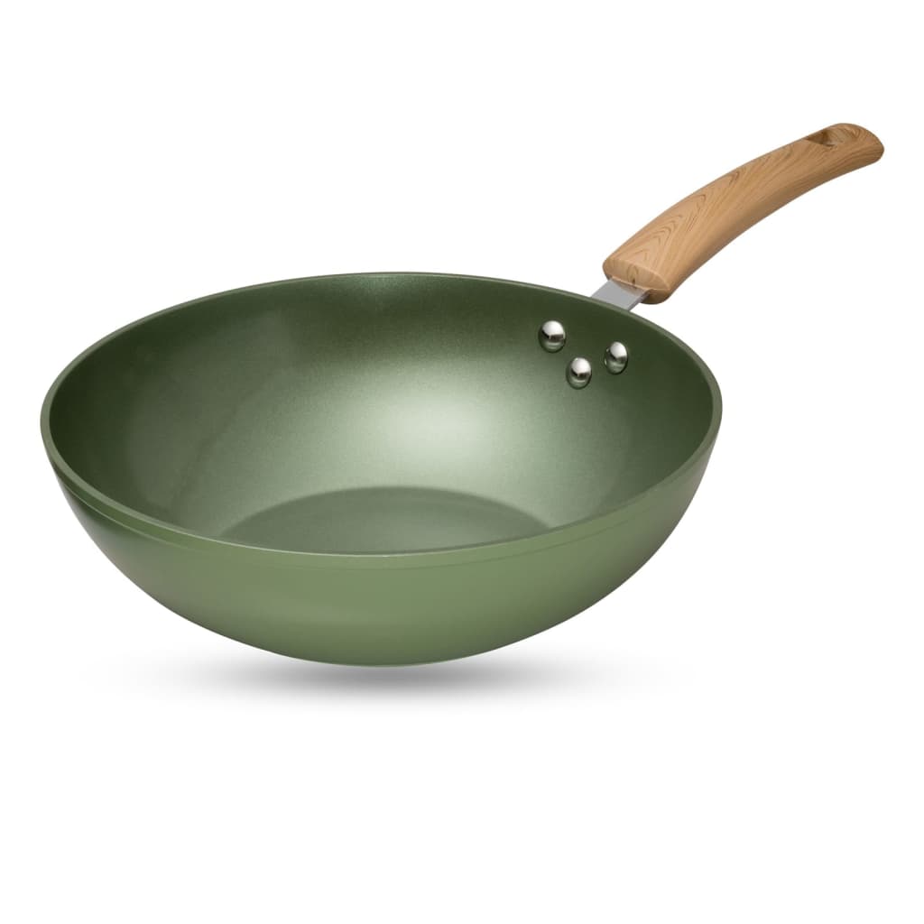 Just Vegan Patelnia wok ECO CeraVegan, 28 cm, aluminiowa, zielona