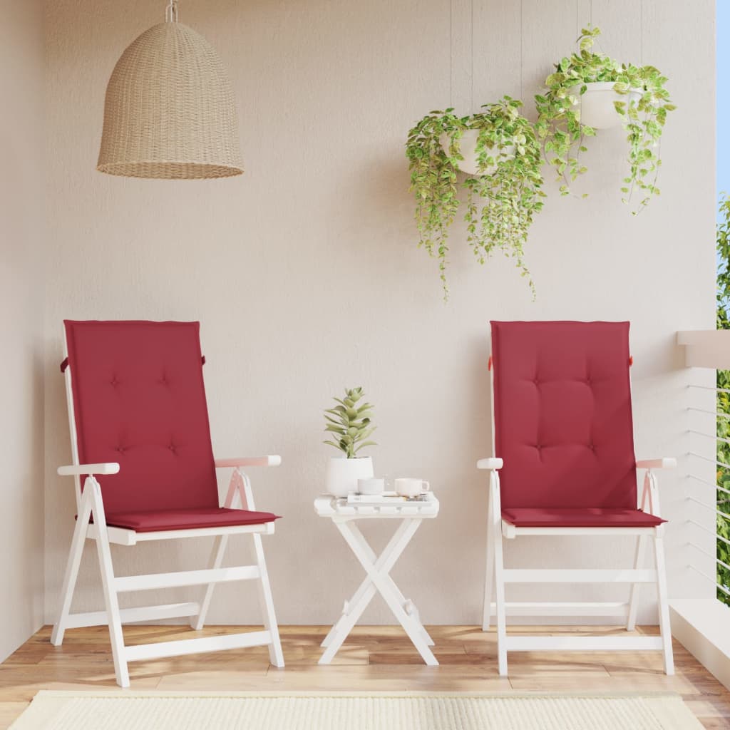 vidaXL Poduszki na krzesła ogrodowe 2 szt., winna czerwień 120x50x3 cm