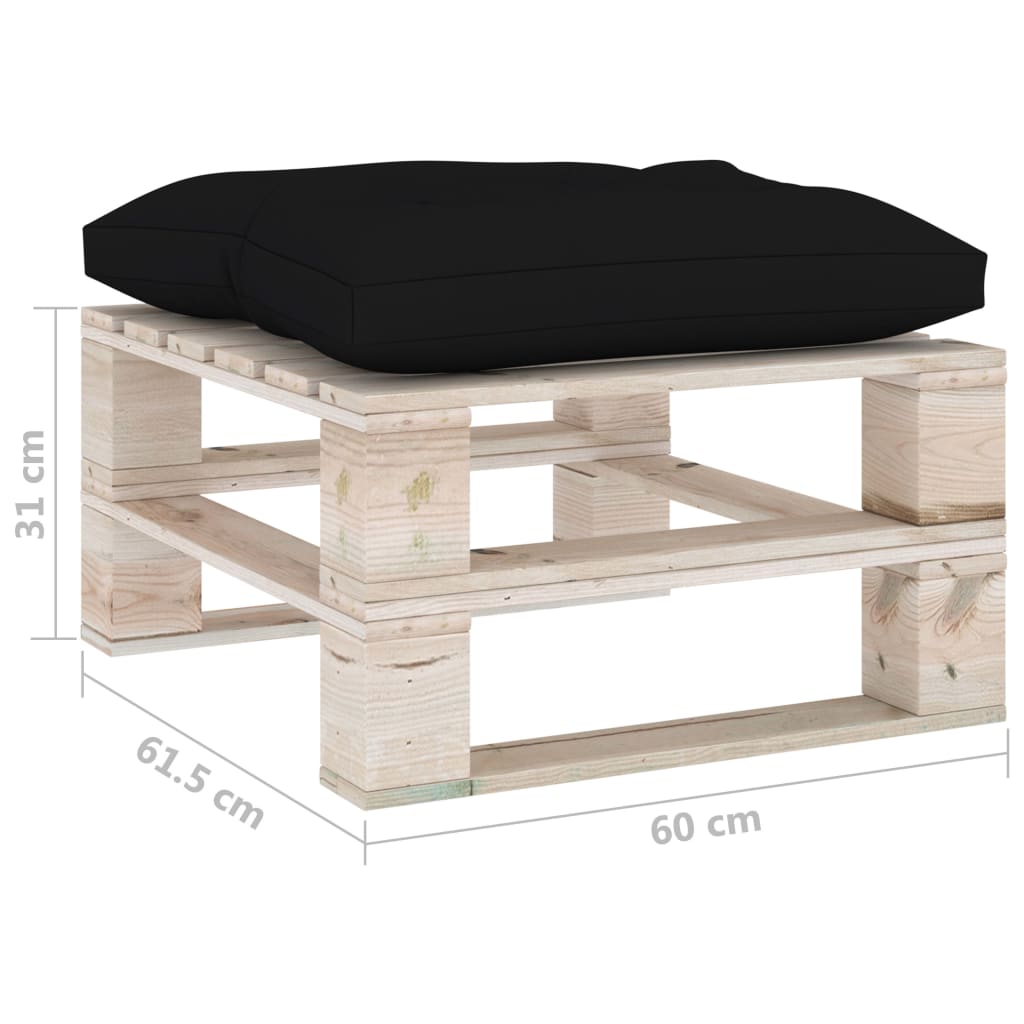 vidaXL Ogrodowy stołek z palet z czarną poduszką, drewno sosnowe