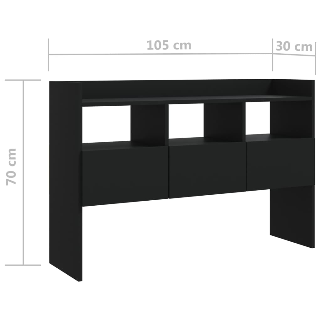 vidaXL Szafka, czarna, 105x30x70 cm, materiał drewnopochodny